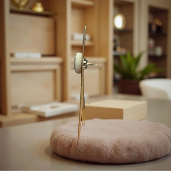 Vintage Inspired Black & white polka dot fabric stud earrings with ✮ 🅑🅞🅝🅤🅢 ✮ - Picture 3 of 10